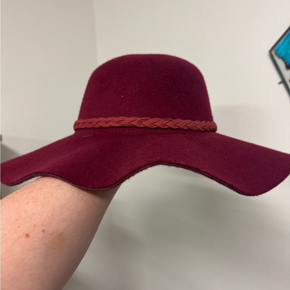 TC Burgundy Floppy Hat with Braided Band